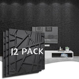 Mylindde Decorative 3D Wall Panels in Diamond Design, 3D Wall Panels, PVC 3D Wall Panel Diamond, 3D Textured Wall Panels, for Interior Wall Decor, 12Pack (Black,50 * 50cm)