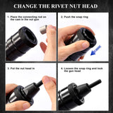 KIARUO Pneumatic Rivet Nut Gun M6 M8 M10 Metric with Self-locking Head Gun,Industrial Grade Adjustable Speed Pull Rivnut Gun Model:LM07 Button Switch