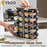 EYSOO Spice Rack with 20 Empty Jars Spice Jars Rack Spice Jars Set Spice Rack Organizer Seasoning Rack for Kitchen Countertop Stainless Steel Spice Rack with Funnel and 200 Spice Labels
