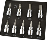 9pcs Allen Hex Bit Socket Set, Sturdy Allen Key Sockets Professional 3/8 Inch Drive Metric, Sizes 2-10mm Allen Head Hex Key Socket Set