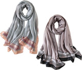 وشاح حريري من واي ام اكس اتش اتش بي، مصنوع من حرير التوت، وشاح شال لف طويل خفيف الوزن …