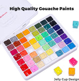 ARTFLY MIYA Gouache Paint Set, 56 Colors x 30ml Jelly Cup Design in a Carrying Case, Non Toxic Gouache Paint Perfect for Artists, Students, Gouache Opaque Painting