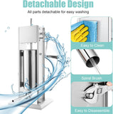 CHAOFLIGHT Sausage Stuffer 5L Stainless Steel Manual Homemade Sausage Maker with 5 Stuffing Tubes Funnel Double Speed Sausage Filler Machine for Commercial Home (5L)