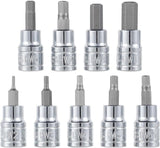9pcs Allen Hex Bit Socket Set, Sturdy Allen Key Sockets Professional 3/8 Inch Drive Metric, Sizes 2-10mm Allen Head Hex Key Socket Set