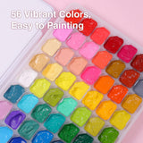 Gouache Paint Set, 56 Colors x 30ml Unique Jelly Cup Design in a Carrying Case, Gouache Opaque Watercolor Painting Perfect Art Supplies for Artists, Students, and Kids