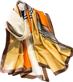 وشاح ساتان عصري وطويل وخفيف الوزن بتصميم رائج مصنوع من حرير ملبيري 100% للنساء من نيويرير