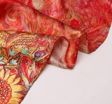 وشاح نسائي مالبيري 100% مطبوع عليه زهور وشاح طويل من الساتان شال ملفوف