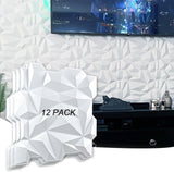 Mylindde Decorative 3D Wall Panels in Diamond Design, 3D Wall Panels, PVC 3D Wall Panel Diamond, 3D Textured Wall Panels, for Interior Wall Decor, 12Pack (Black,50 * 50cm)