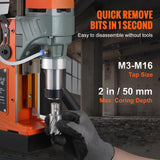 VEVOR Magnetic Drill, 1400W 2" Boring Diameter, 2922lbf/13000N Portable Electric Mag Drill Press with Variable Speed, 810 RPM Drilling Machine for Any Surface Home Improvement Industry Railway