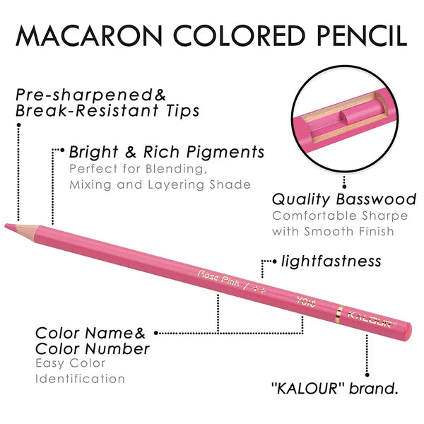 KALOUR Premium Colored Pencils,Set of 72 Colors,Artists Soft Core with  Vibrant Color,Include 7 Metallic Color Pencils,Ideal for Drawing Sketching