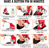 VEVOR 500 Sets 2.25 inch 58mm Pin Back Button Parts for Button Maker Machine, DIY Round Button Badge Parts, Set Includes Metal Top, Plastic/Metal Button, Clear Film, and Blank Paper For Gifts Presents