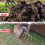 MUJO 4-Tine Spading Digging Fork, Garden Digging Spading Fork Forged Steel with D-Grip Handle 41“