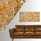 الواح خشبية للتعليق على الحائط بتصميم ماندالا منحوتة لديكور المنزل العتيق وغرفة النوم فوق السرير ومدخل المكتب ومنطقة المعيشة الكبيرة بتصميم ريفي مربع من سوق ديساينز، 3 قطع - 120 سم