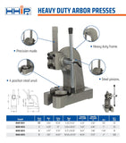 HHIP 8600-0031 Heavy Duty Arbor Press, .5 Ton Capacity, 10" Height (Pack of 1)