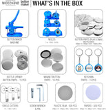 Button Maker Machine Multiple Sizes 25mm-32mm-58mm (500 Buttons,15 Bottle Openers,15 Fridge Magnets,15 Keyring Buttons, 500+ Free Designs,3 Circle Cutters) - Pin Maker Machine
