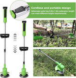 Fawoonu Electric Lawn Mower Li-ion Battery Cordless Grass Trimmer Auto Release Household Portable Garden Home Trimming Machine for Gardening Green