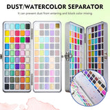 مجموعة الوان مائية، 100 لون زاهي بما في ذلك الوان معدنية وفلورسنت في صندوق هدايا، مجموعة الوان مائية محمولة للسفر، مجموعة رسم مع قلم فرش مائية للاطفال والكبار