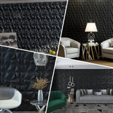 Mylindde Decorative 3D Wall Panels in Diamond Design, 3D Wall Panels, PVC 3D Wall Panel Diamond, 3D Textured Wall Panels, for Interior Wall Decor, 12Pack (Black,50 * 50cm)