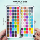 مجموعة الوان مائية، 100 لون زاهي بما في ذلك الوان معدنية وفلورسنت في صندوق هدايا، مجموعة الوان مائية محمولة للسفر، مجموعة رسم مع قلم فرش مائية للاطفال والكبار