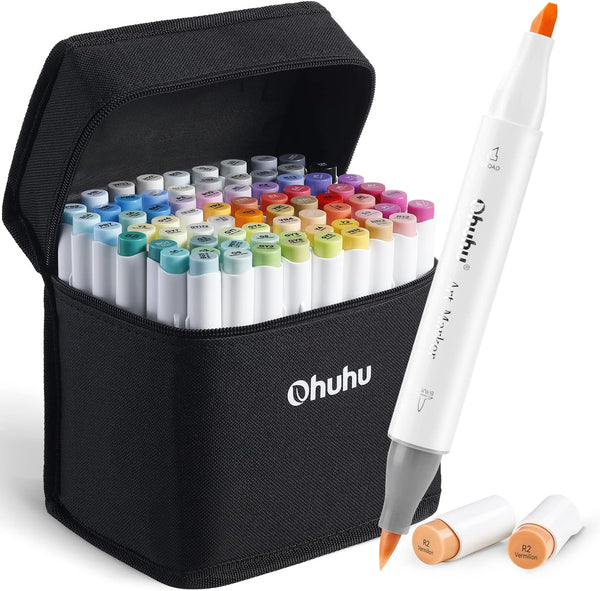 AOOKMIYA 168-Color Alcohol Art Markers Set, Ohuhu Dual Tip, Brush & Ch