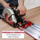 Milescraft 1409 Track Saw Guide – Universal Compatibility for Circular Saws with Blades up to 7-1/4”. 50” Cutting Range with 2” Cutting Depth. All Aluminum Construction. Expandable Cutting Range