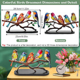 طيور زجاجية ملونة على فروع لسطح المكتب زينة معدنية زاهية لديكور المنزل والمكتب سلسلة ديكورات هدية الانتقال لمنزل جديد ومحبي الطيور 5 من كاستويف أكريليك متعدد الألوان