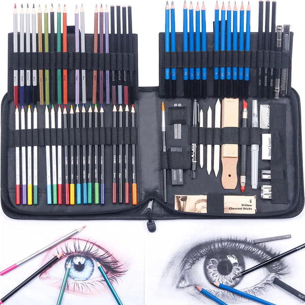83 Pcs Advanced Colored Pencils Set Drawing Pencils and Sketching Kit Art Tool Kit Professional Art Supplies Set Kid Gift