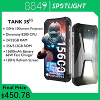 8849 Tank 3S Unihertz Rugged Smartphone with Projector 5G 24/32GB RAM 256/512GB ROM Dimensity 8200 64MP Night Vision Phone