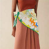 90cm Design Elephant Horse Twill 100% Silk Scarf Luxury Brand Square Scarves Women Hijab Scarf Foulard Neckerchief Bandana