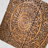 الواح خشبية للتعليق على الحائط بتصميم ماندالا منحوتة لديكور المنزل العتيق وغرفة النوم فوق السرير ومدخل المكتب ومنطقة المعيشة الكبيرة بتصميم ريفي مربع من سوق ديساينز، 3 قطع - 120 سم