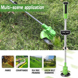 Fawoonu Electric Lawn Mower Li-ion Battery Cordless Grass Trimmer Auto Release Household Portable Garden Home Trimming Machine for Gardening Green