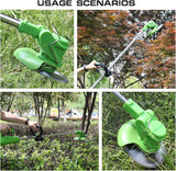 Fawoonu Electric Lawn Mower Li-ion Battery Cordless Grass Trimmer Auto Release Household Portable Garden Home Trimming Machine for Gardening Green