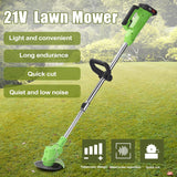 Fawoonu Electric Lawn Mower Li-ion Battery Cordless Grass Trimmer Auto Release Household Portable Garden Home Trimming Machine for Gardening Green
