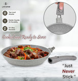 Cookware Set 29 pieces - LIFE SMILE Pots and Pans set Granite Non Stick Coating 100% PFOA FREE, Induction Base Cooking Set include Casseroles & Shallow Pot & Fry Pans & Silicone Utensils (Grey)