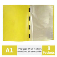 A1 Paper File Organizer Booklet Transparent PVC Document Bag Paintings Display Book