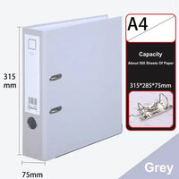 A4 Paper Document Organizer, grande capacidade, 2 Ring Binder, Lever Arch File Folder, armazenamento de documentos