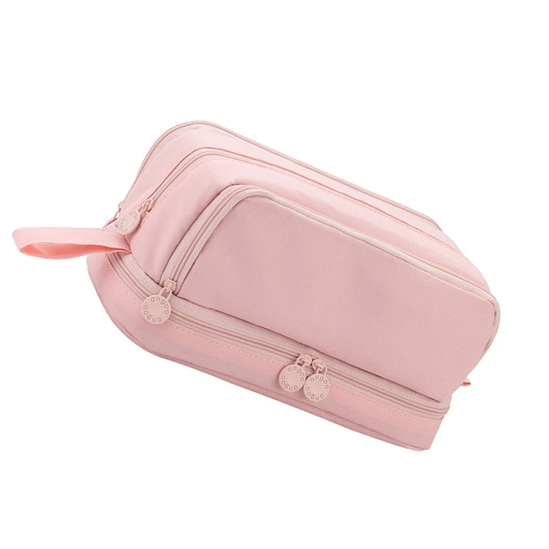 ANGOO 4 Partitions Pencil Bag Pen Case Dual Side Open Easy Handle Stor ...