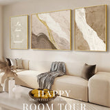 Abstract Canvas Wall Art, 100% Hand Drawn Abstract Lines, Living Room Triptych, Modern Decoration Painting, High-End