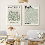Abstract Matisse Yayol Kusama Green Botanical Posters Wall Art Canvas Painting Prints Pictures Modern Living Room Interior Decor