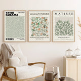 Abstract Matisse Yayol Kusama Green Botanical Posters Wall Art Canvas Painting Prints Pictures Modern Living Room Interior Decor