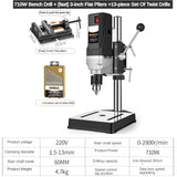 Achieve Perfect Results Every Time with 710W High-Power Bench Drill - High Precision, Portable, and Multifunctional Drilling Mac