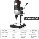 Achieve Perfect Results Every Time with 710W High-Power Bench Drill - High Precision, Portable, and Multifunctional Drilling Mac