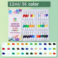 Acrylic Paint 12/18/24/36 Colors 12ml Tube Acrylic Paint Set, Paint for Clothing, Painting, Rich Pigments for Artists Painting