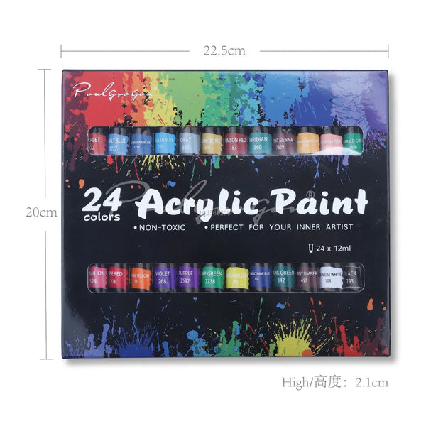 Acrylic Paint,Set of 24 Colors, 12ml/22ml/Tube, Acrylic Paint Set, Paint  for Fabric, Rich Pigments for Artists Kids