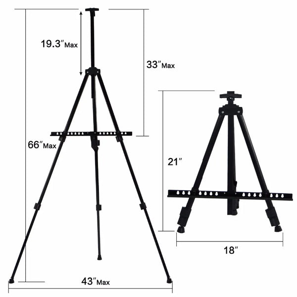 AOOKMIYA Portable Adjustable Metal Sketch Easel Stand Foldable Travel