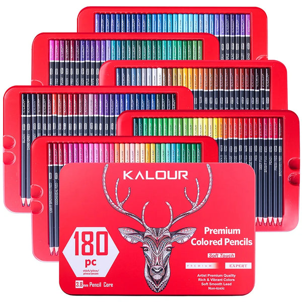Aibelle 180 Colors Wood Colored Pencils 4 mm Lead Core Iron Box Set Oil 2B Drawing Sketch For School Student Gifts Art Supplies