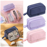 Angoo 4 Partitions Pencil Bag Pen Case Large Capacity Easy Handle Storage Pouch for Stationery School Student