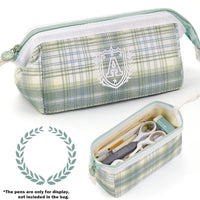 Angoo [A Class] Pen Case Pencil Bag Boat Shape Fresh Color Plaid Storage Pouch with Handle Organizer for Stationery School A6438