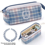 Angoo [A Class] Pen Case Pencil Bag Boat Shape Fresh Color Plaid Storage Pouch with Handle Organizer for Stationery School A6438