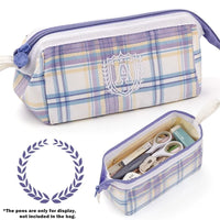 Angoo [A Class] Pen Case Pencil Bag Boat Shape Fresh Color Plaid Storage Pouch with Handle Organizer for Stationery School A6438